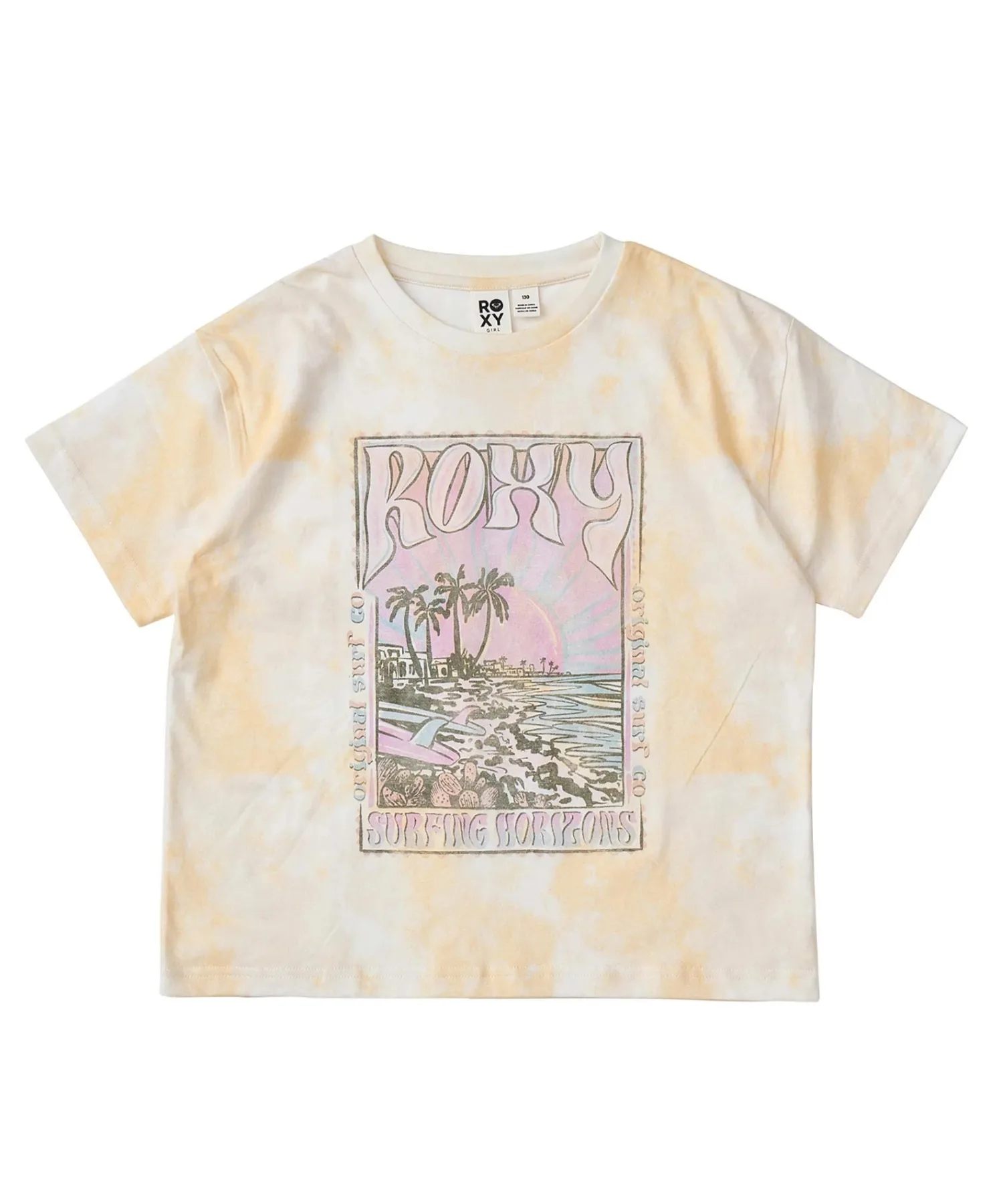 Детская футболка oversize с графикой Roxy MINI SURFING HORIZON желтая