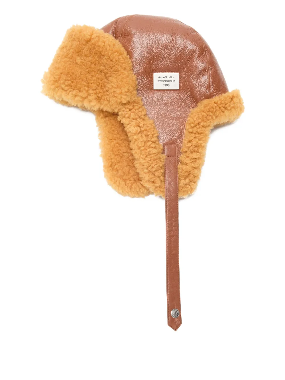 

Шляпа из кожи с овчиной Acne Studios, коричневый