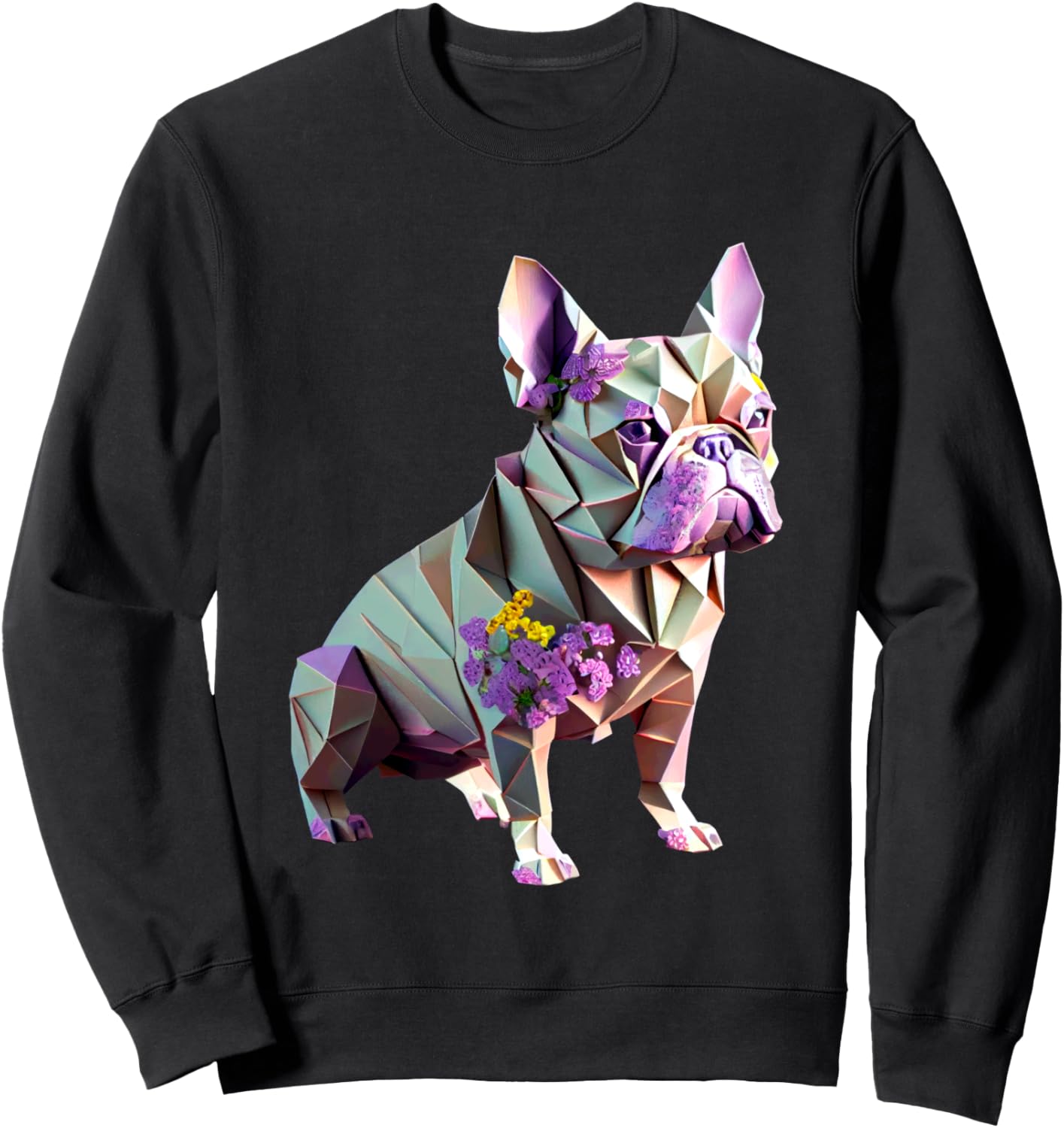 

Яркая толстовка с геометрическим рисунком французского бульдога и цветов Geometric Floral French Bulldog Lovers, черный