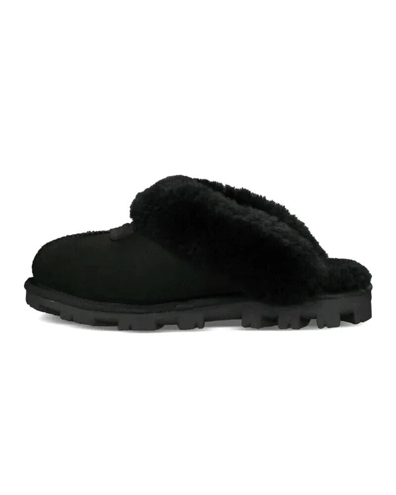 UGG Coquette 5125-FUR Тапочки Женские Черные Замша Отделка Мехом Слипоны Комфорт Клоги — фото 3