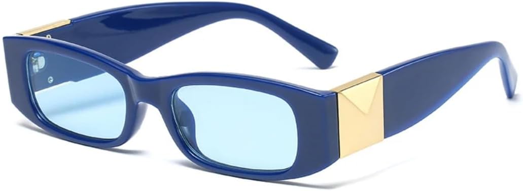 

Винтажные солнцезащитные очки в маленькой оправе для женщин и мужчин, модные, роскошные, дизайнерские, в стиле панк, солнцезащитные очки с защитой от УФ-излучения UV400 SZVVBKK, Blue Blue