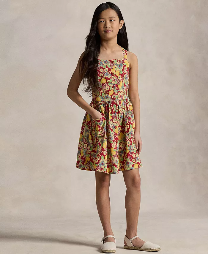 

Платье Big Girls Lemon-Floral Slub для девочек постарше Polo Ralph Lauren, красный