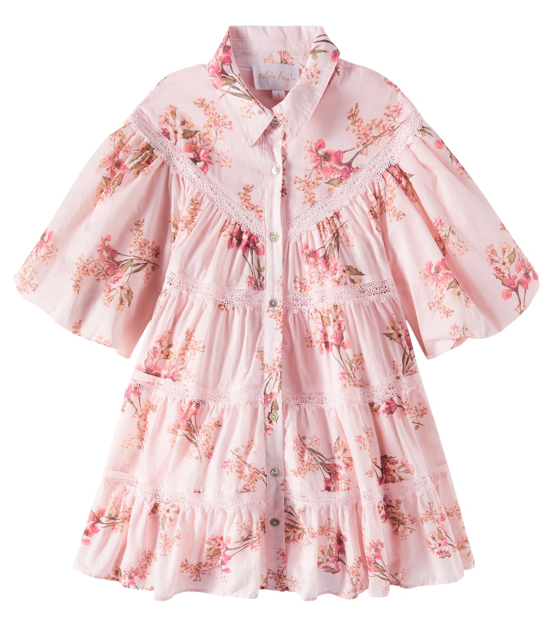

Многоярусное платье-рубашка из хлопка с цветочным принтом Petite Amalie , Blush Orchid Print
