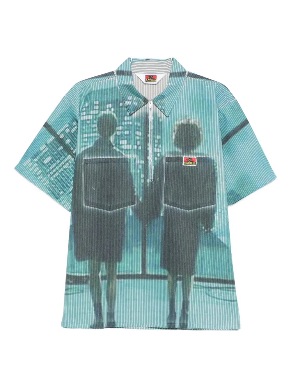 

Поло с графическим принтом и полу-молнией SATOSHI NAKAMOTO, синий