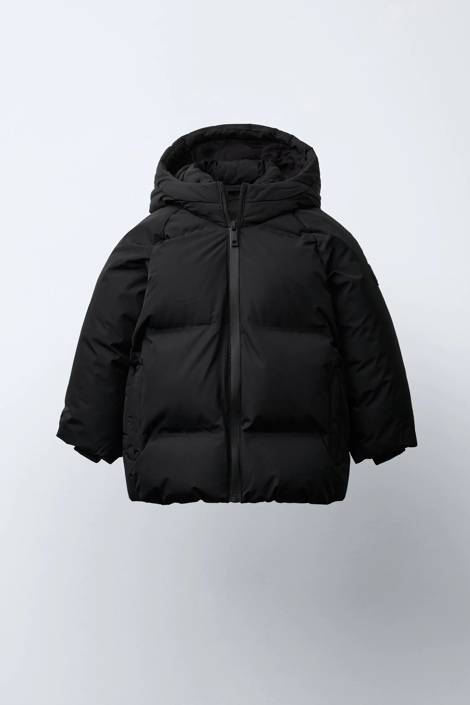 Водоотталкивающая пуховая куртка с капюшоном Zara, черный