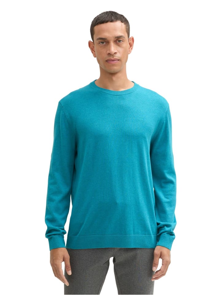 

Пуловер Tom Tailor Pullover BASIC CREWNECK KNIT, бирюзовый