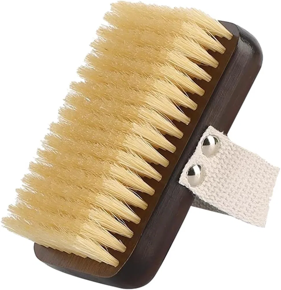 Щетка для тела из бамбука с натуральной щетиной, 11x7.6 см, Black Brown Generic