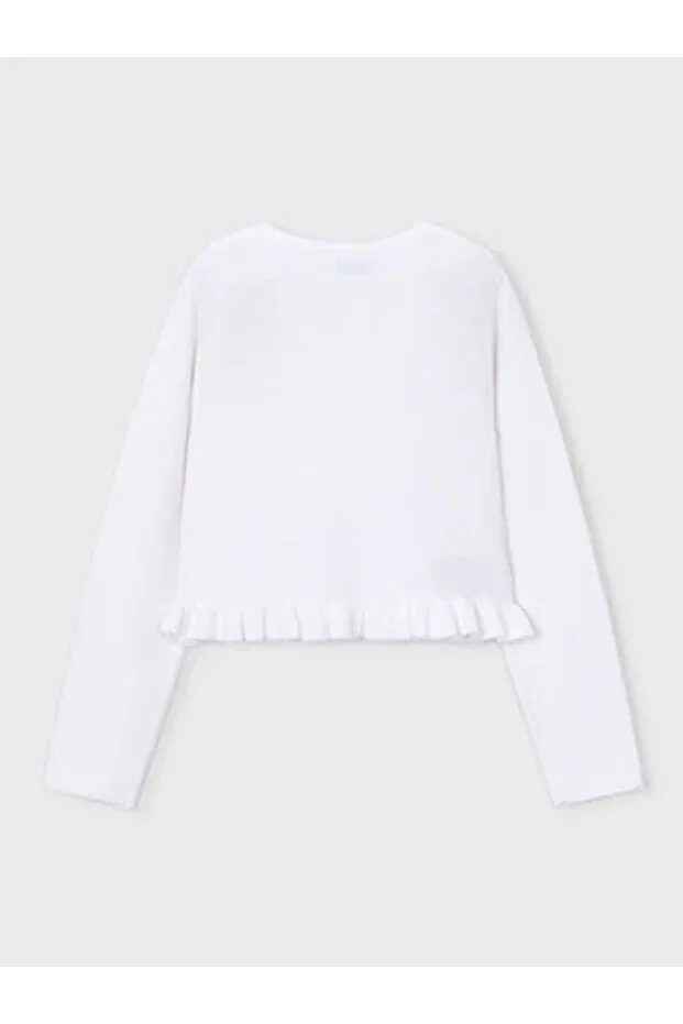 Детский кардиган для девочек кружевной вязаный 3383 Mayoral, White — фото 2