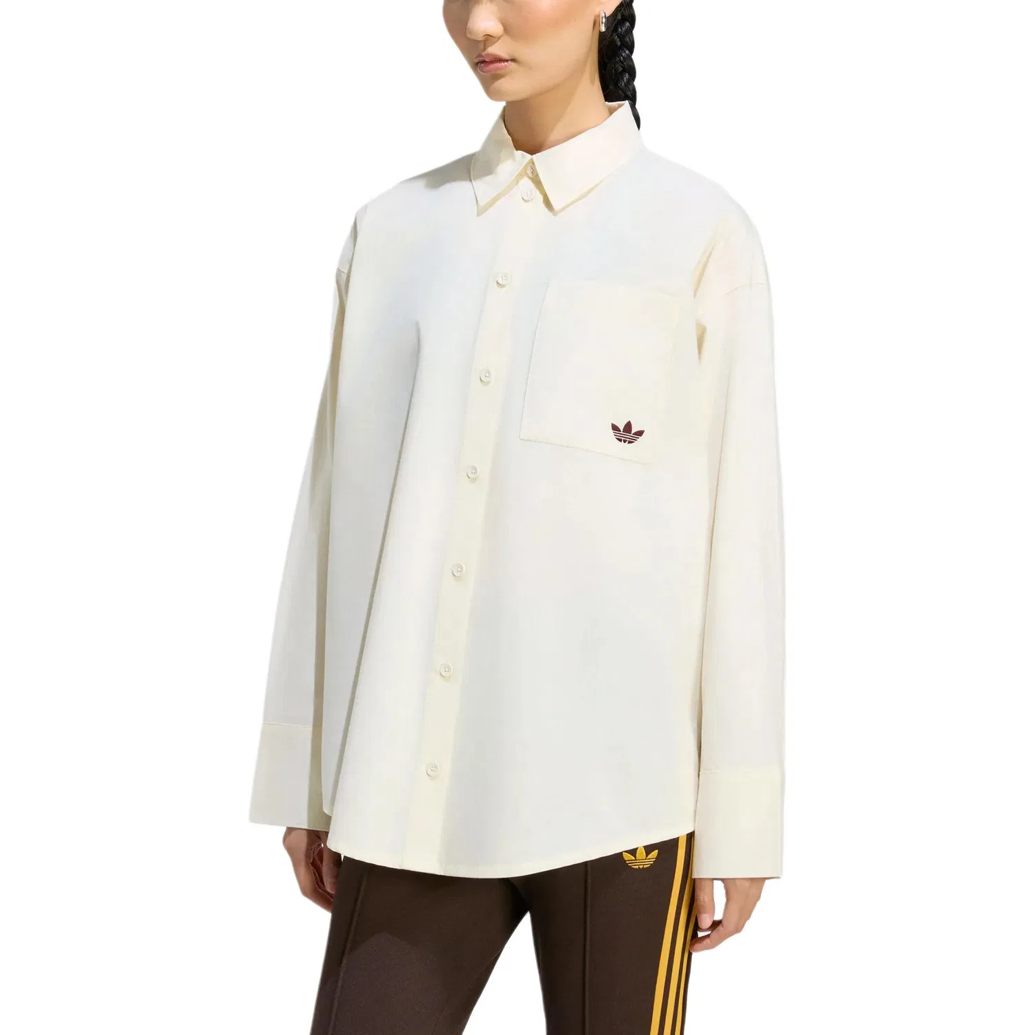 Женская рубашка с воротником-стойкой Adidas Originals, Ivory