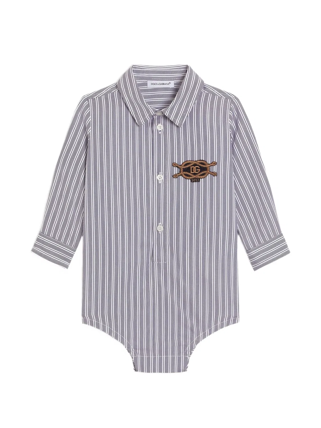 Поплиновое боди в полоску Dolce & Gabbana Kids, синий