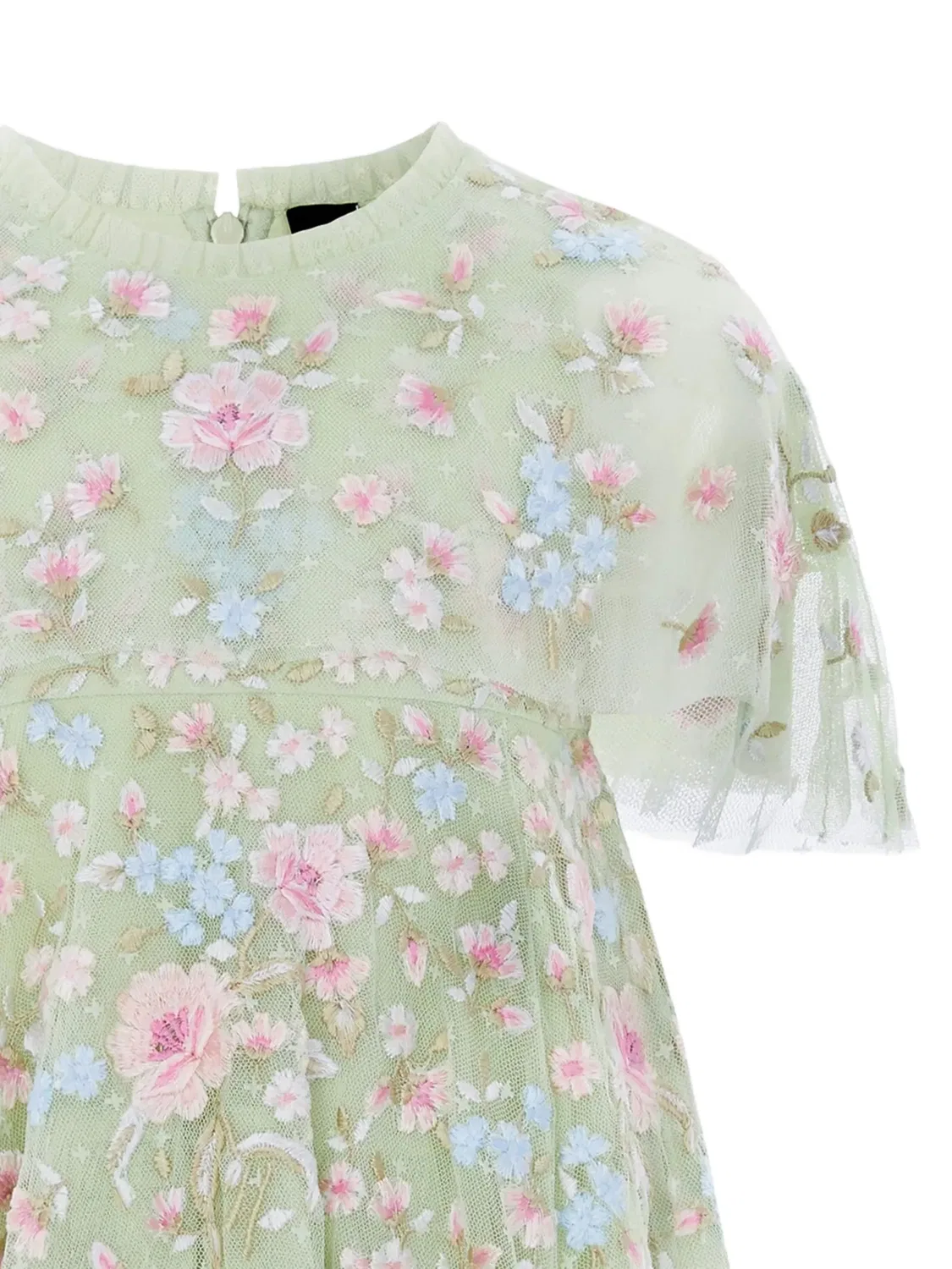 Платье-кейп Peony с цветочной вышивкой Needle & Thread Kids, зеленый — фото 2