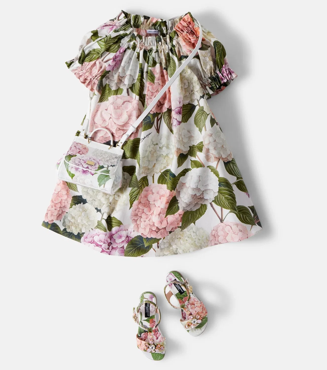 Платье с цветочным принтом Dolce&Gabbana Kids, белый — фото 2