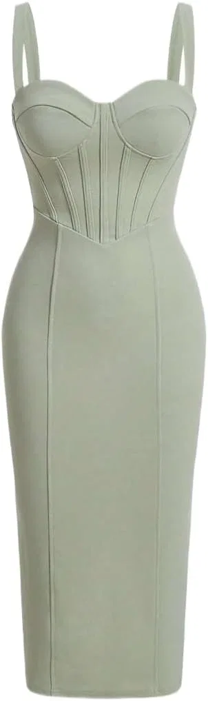 Женское платье миди с разрезом на молнии Generic, Mint Green