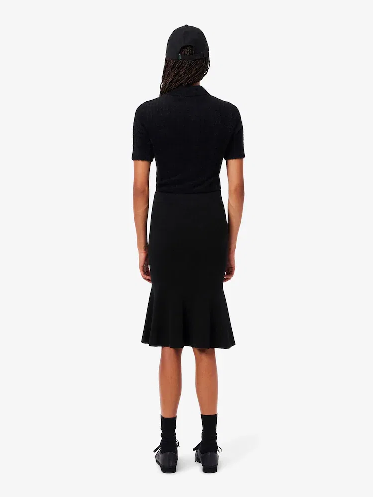 Юбка миди LACOSTE 3D Ribbed Flare, Черная — фото 3