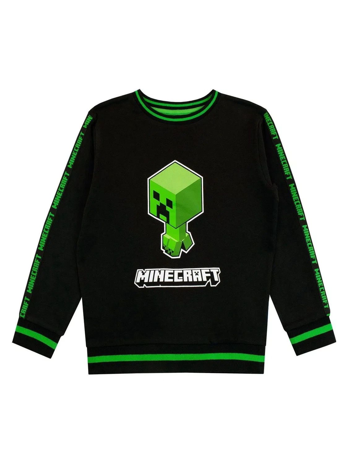 Свитшот с принтом Creeper Minecraft Character, зеленый