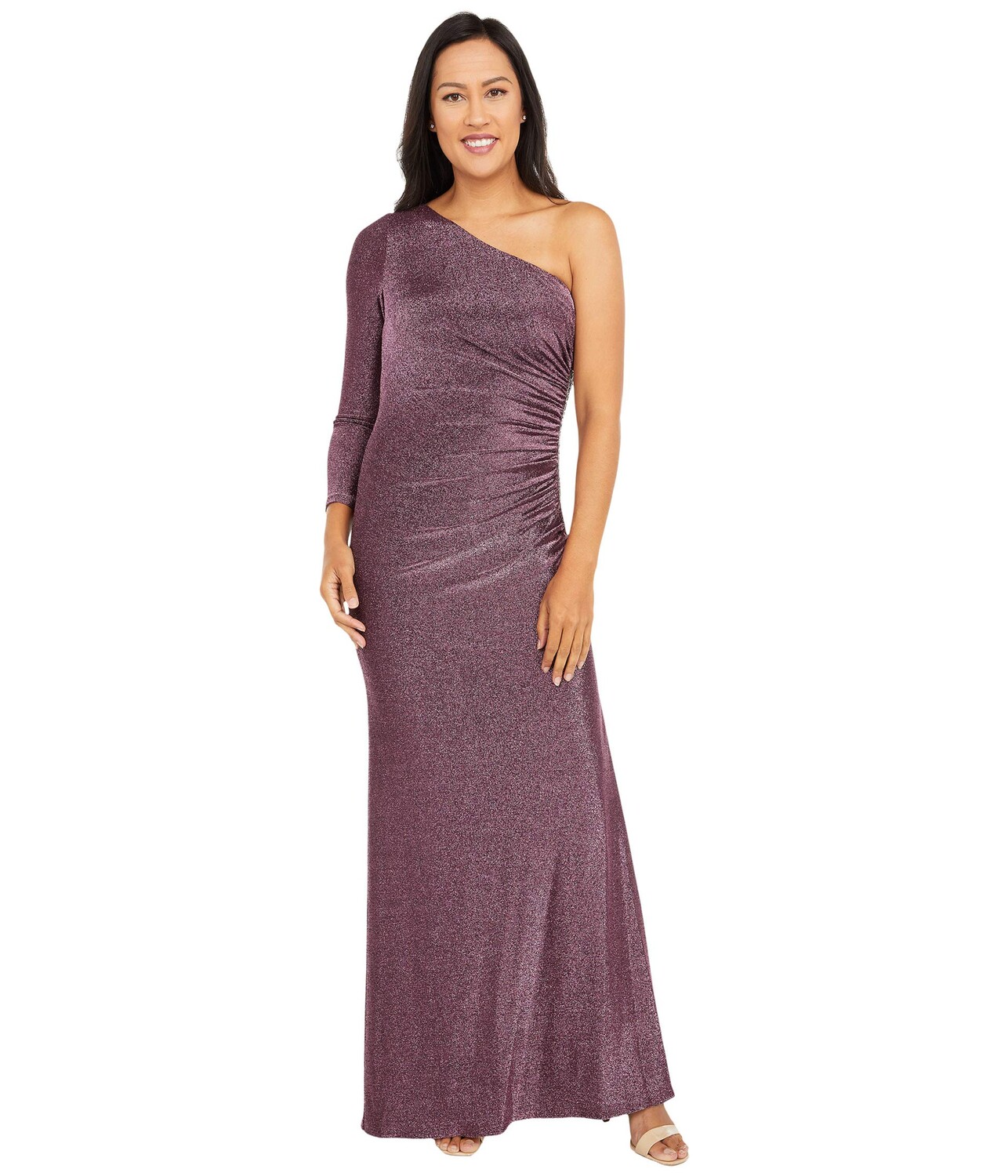 

Платье Adrianna Papell, One Shoulder Metallic Knit Side Draped Mermaid Gown