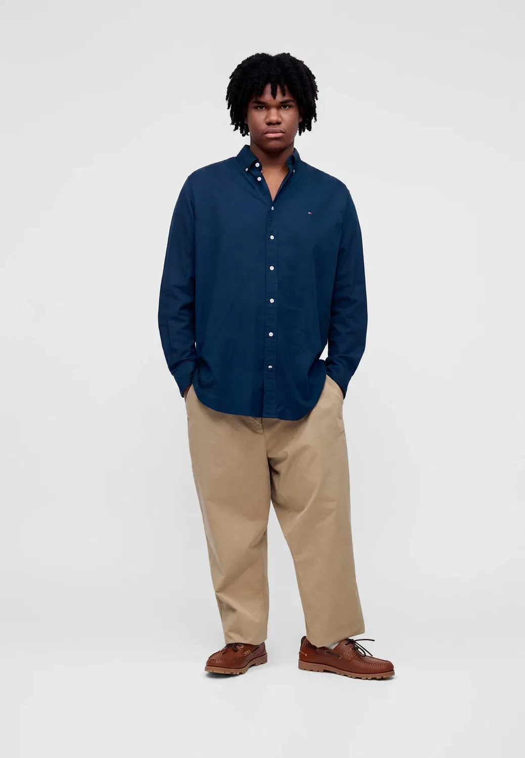 Однотонная - рубашка Tommy Hilfiger, Carbon Navy — фото 2