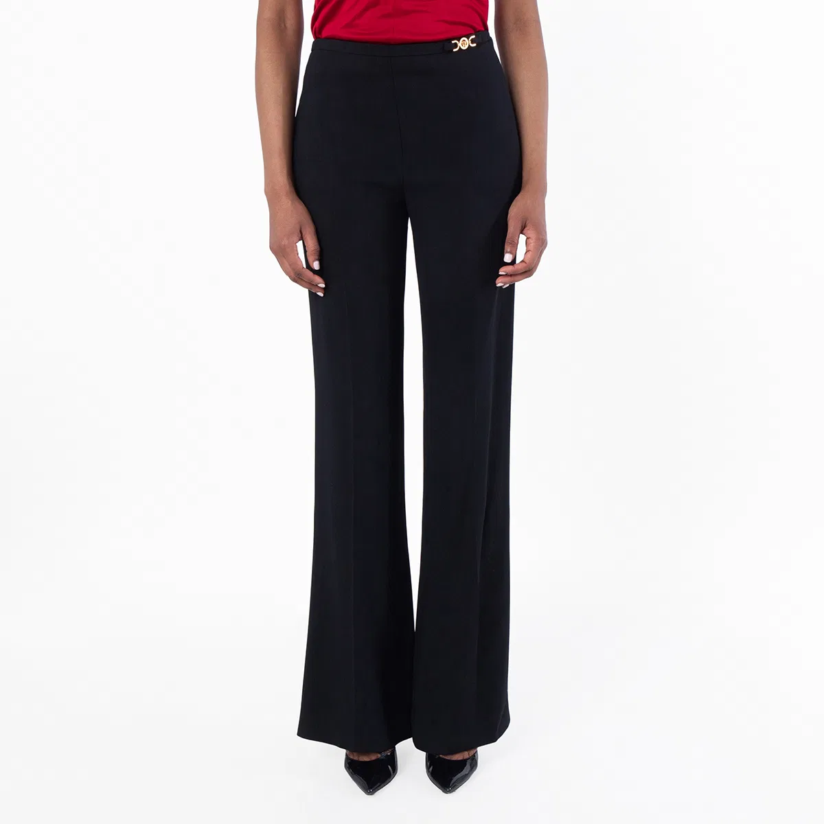 Брюки широкие Cady Wide-Leg Pants Versace, Black