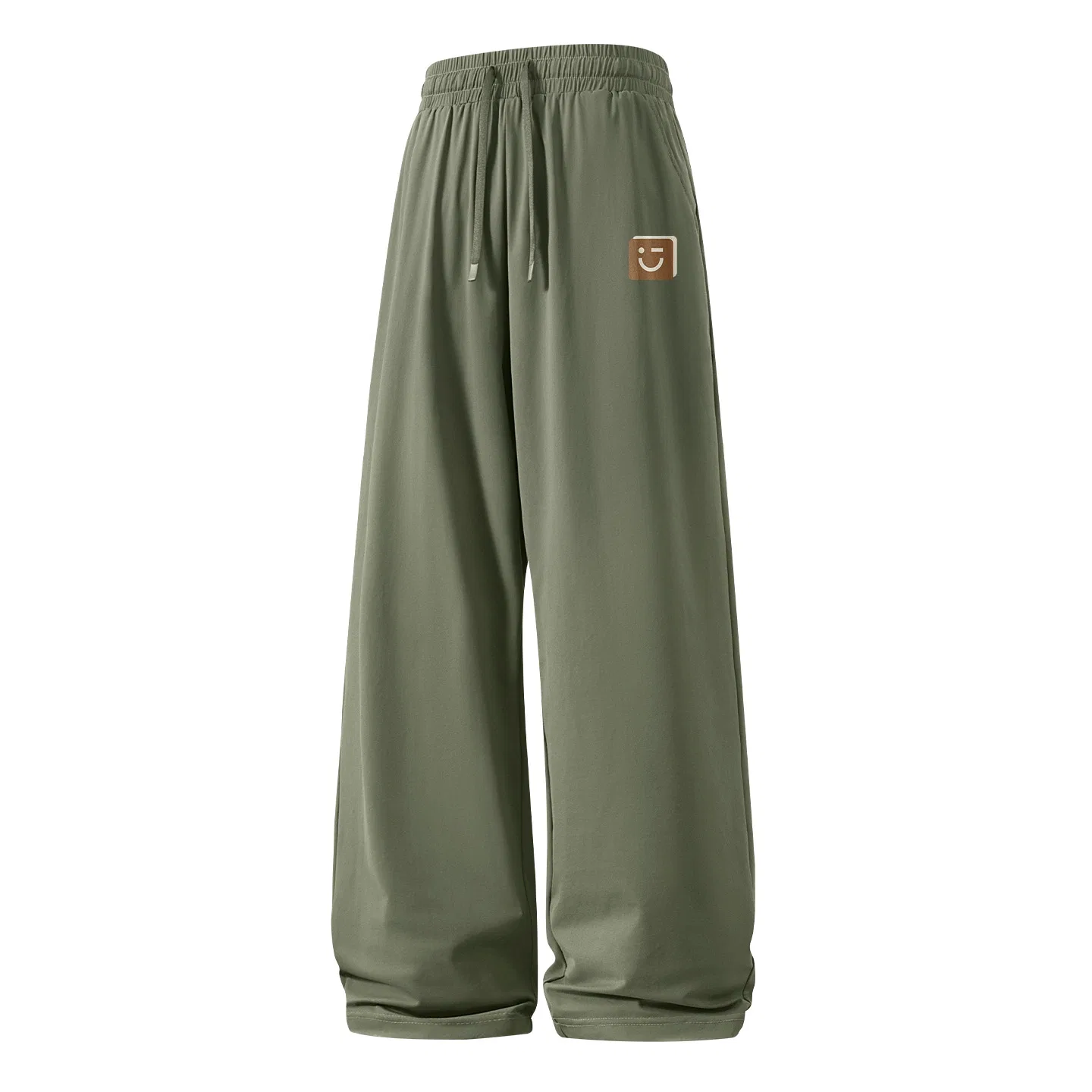 Детские прямые брюки из льна MINISO, Olive Green