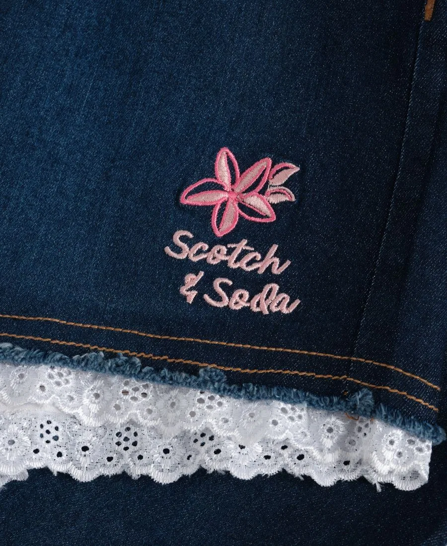 Комплект: топ с вышивкой и джинсовые шорты SCOTCH & SODA, White/Blue — фото 4