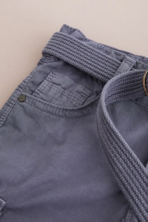 Детские шорты-карго для мальчиков с поясом Beli Fulla Moda, Smoke Grey — фото 2
