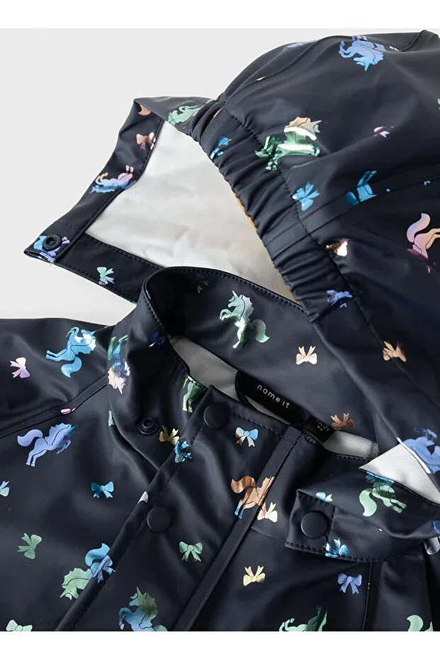 Детское пальто для девочек с принтом Name It, Navy Blue — фото 2