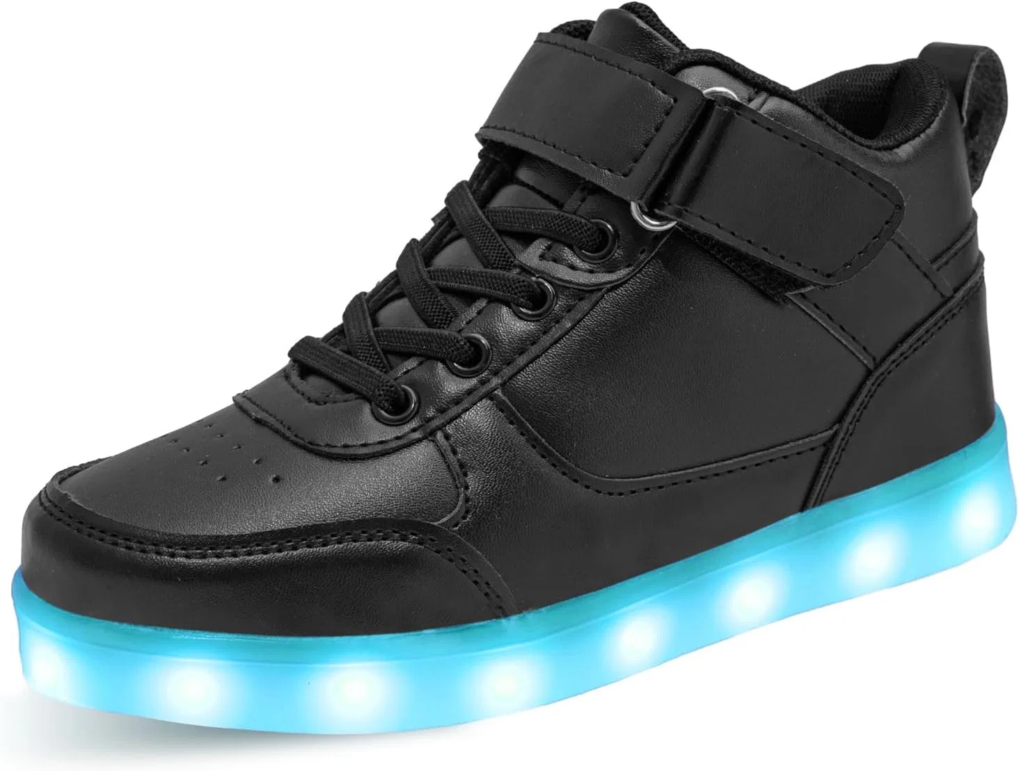 Детские светящиеся кроссовки с LED-подсветкой на шнуровке SEROUNY, Black