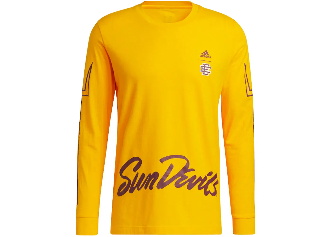 Мужская футболка с длинным рукавом с принтом Adidas x Eric Emanuel ASU Arizona Midnight Madness Graphic L/S Tee, Yellow