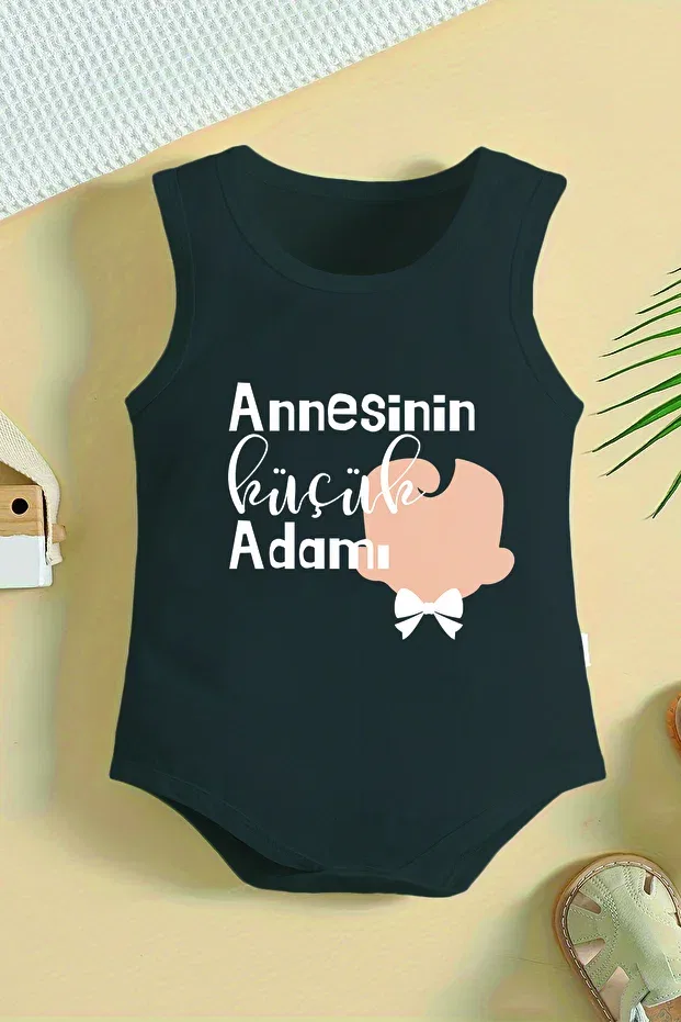 Детское боди для новорожденных с принтом Mother'S Little Man Adabebek, Black