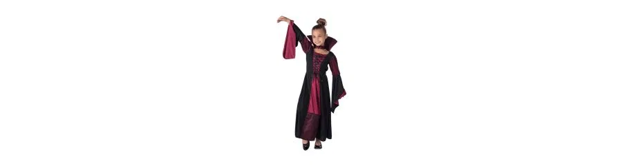 Детский костюм вампирши с платьем и ожерельем, модель Vampiress Dress & Necklace Costume Set Dress Up America, Black / Red — фото 4