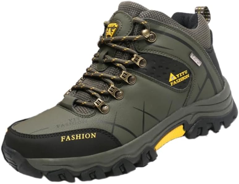 

Мужские зимние/осенние спортивные кроссовки: на шнуровке, с толстой подошвой, противоскользящие и долговечные, больших размеров для уличных и повседневных видов спорта Hoalox, зеленый