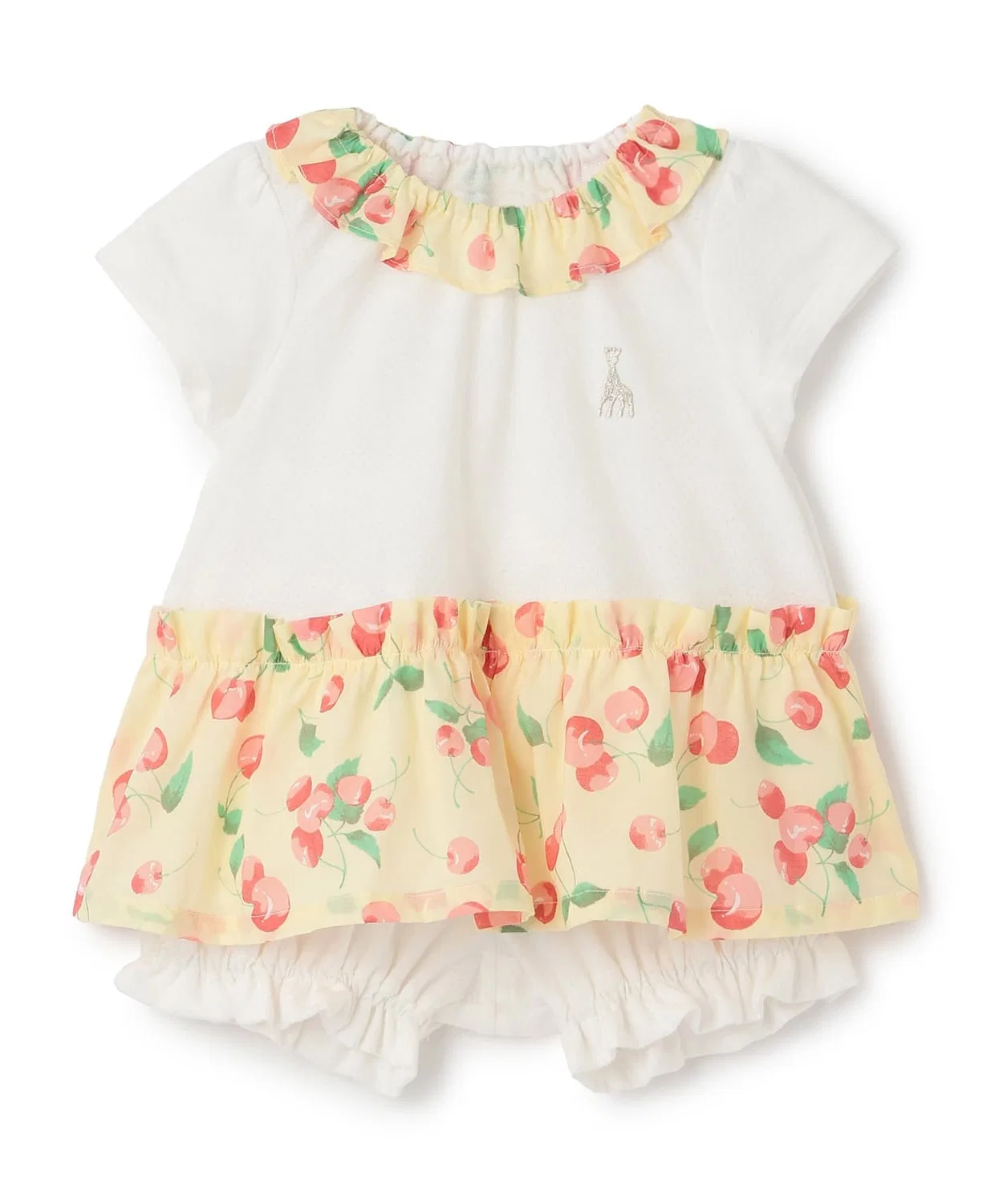 Детский боди-комбинезон с принтом Cherry Sophie la girafe, Lemon Yellow