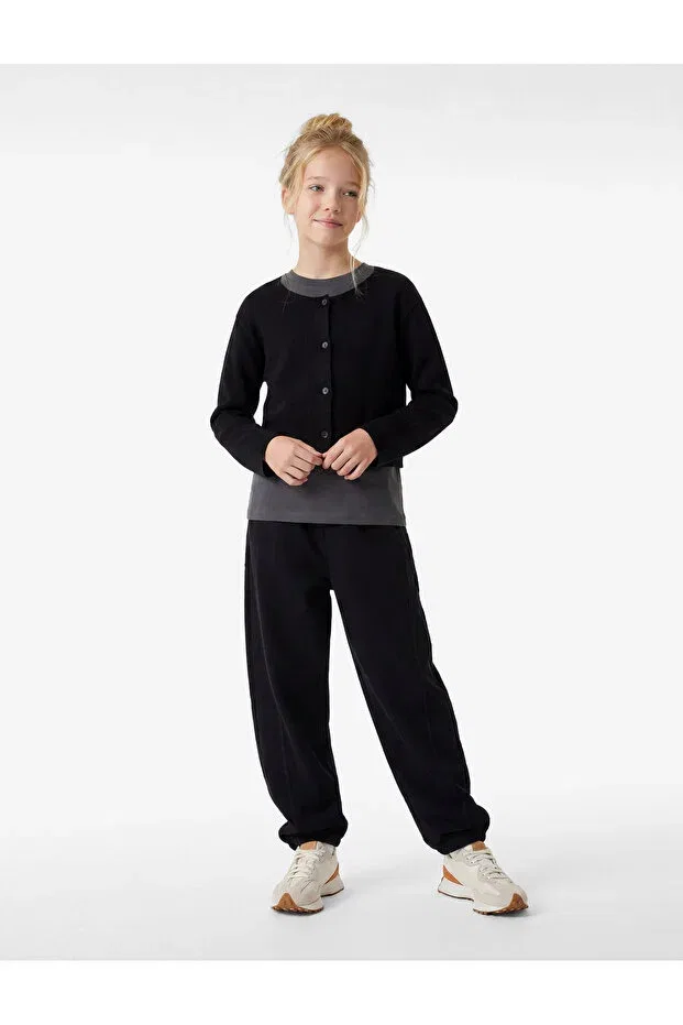 Детские брюки для девочек капри с эластичным манжетом Koton, Black