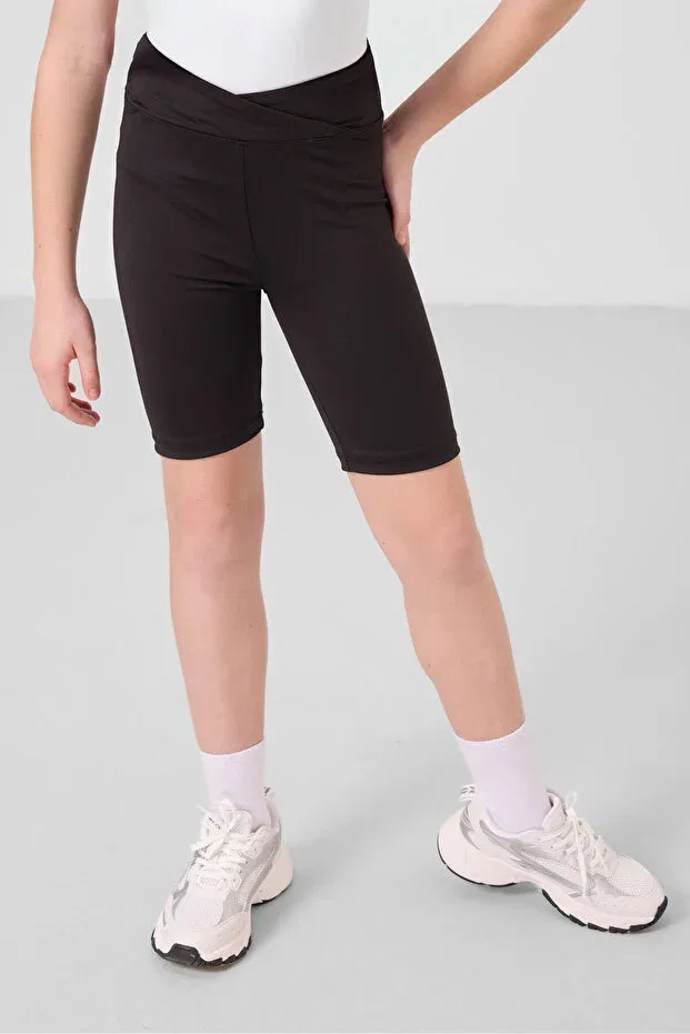 Детские леггинсы для девочек с v-образным вырезом и поясом Performance Girl's Tights Suit Tommy Life, White/Black — фото 4