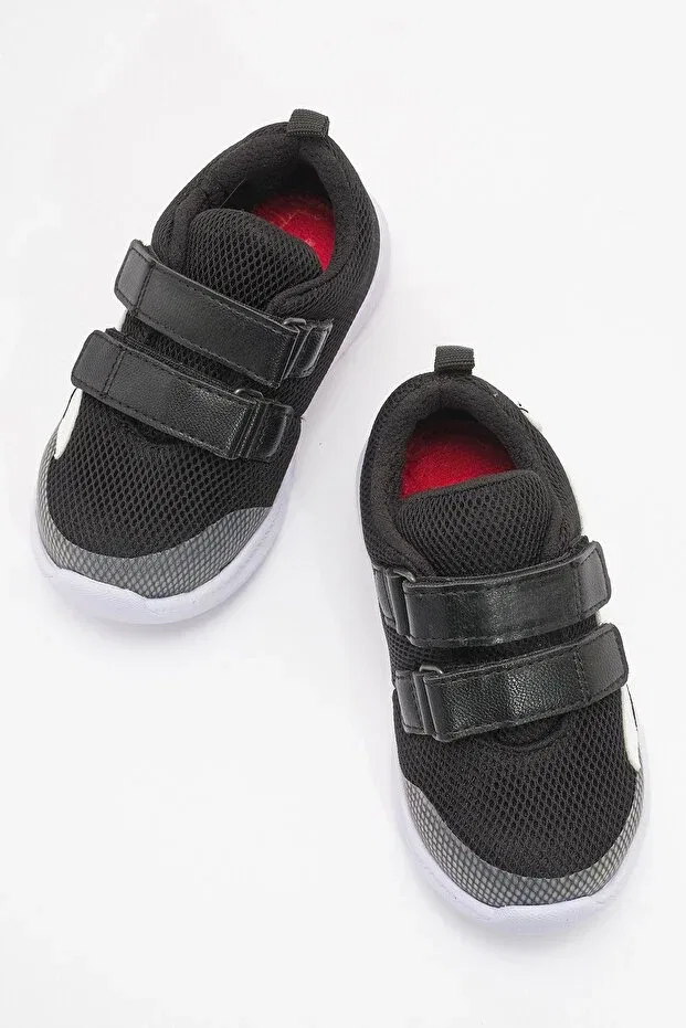 Детские спортивные туфли для девочек с липучкой Mnpc, Black — фото 4