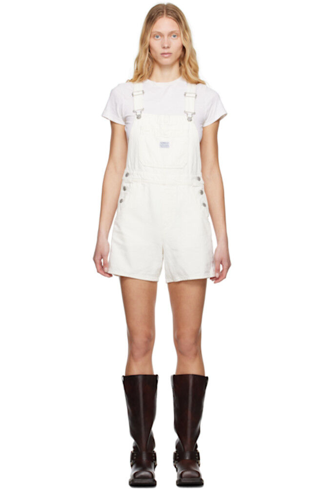 

Короткий джинсовый комбинезон белого цвета Levi's