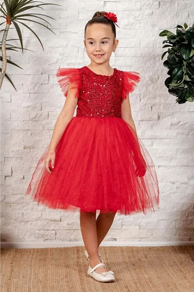 Детское платье для девочек из тюля Mnk Baby&Kids, Red — фото 2