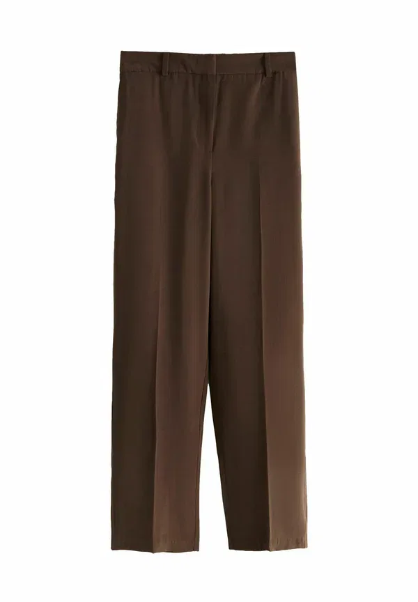 Брюки прямые Tall fit elastic back barrel leg Next, brown, коричневый