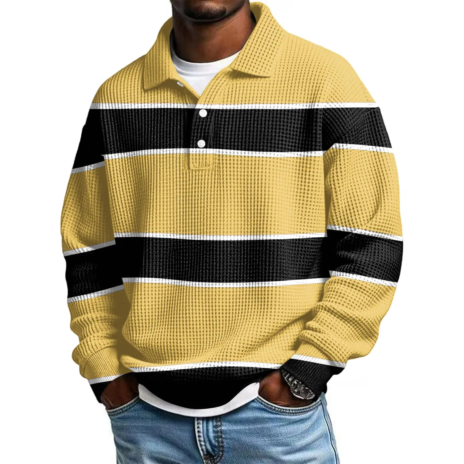 Мужской свитшот с длинным рукавом Striped Design, 01-yellow