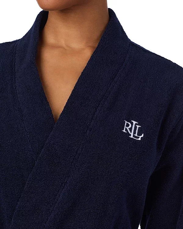 Женский халат с длинным рукавом Terry Greenwich Ralph Lauren, Blue/Navy — фото 2
