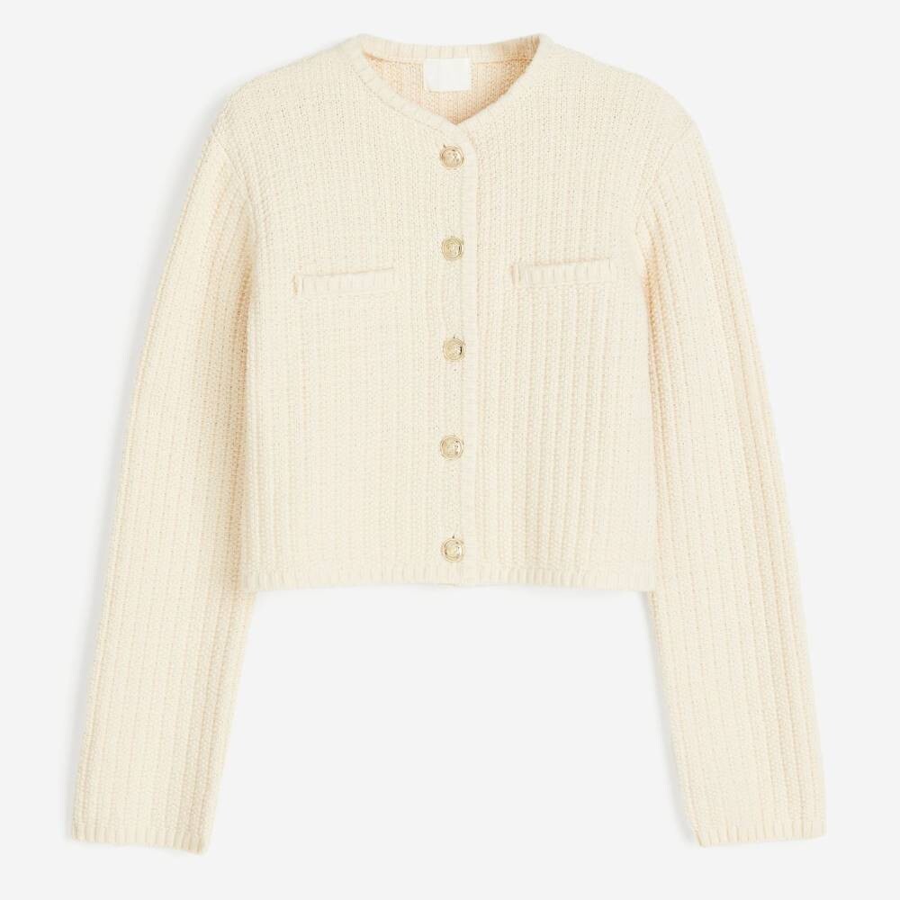 

Кардиган H&M Short Textured-knit, светло-бежевый