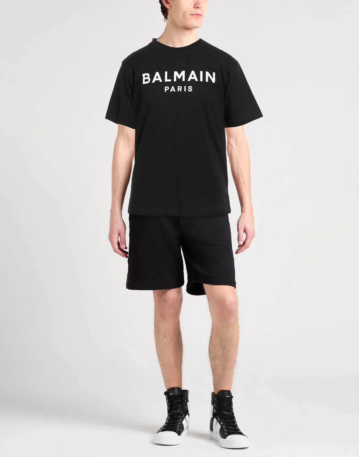 Мужская футболка с принтом Balmain, черный — фото 2