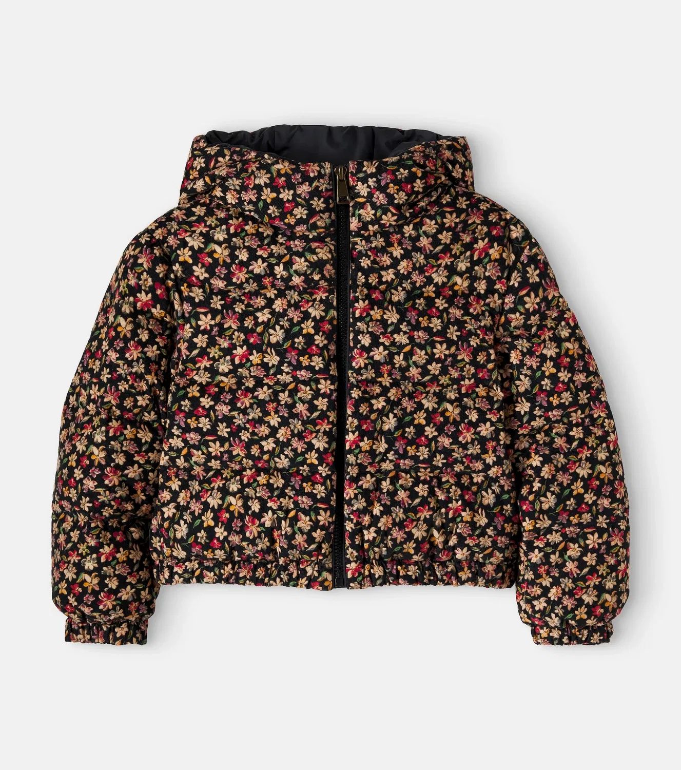 Пуховик с цветочным принтом Moncler Enfant, мультиколор
