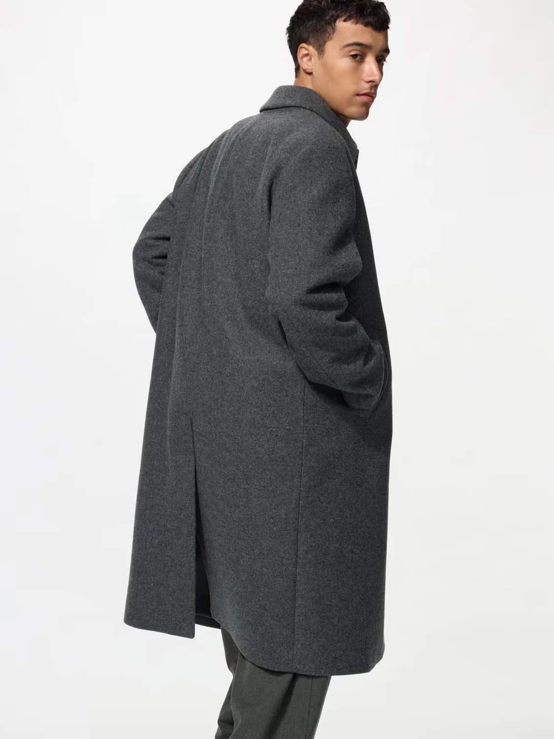 Пальто Uniqlo, однобортное, черное — фото 2