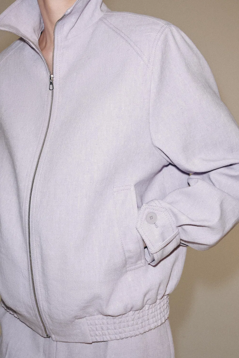 Куртка-бомбер из льняной смеси от ZW COLLECTION ZARA, Mauve — фото 3