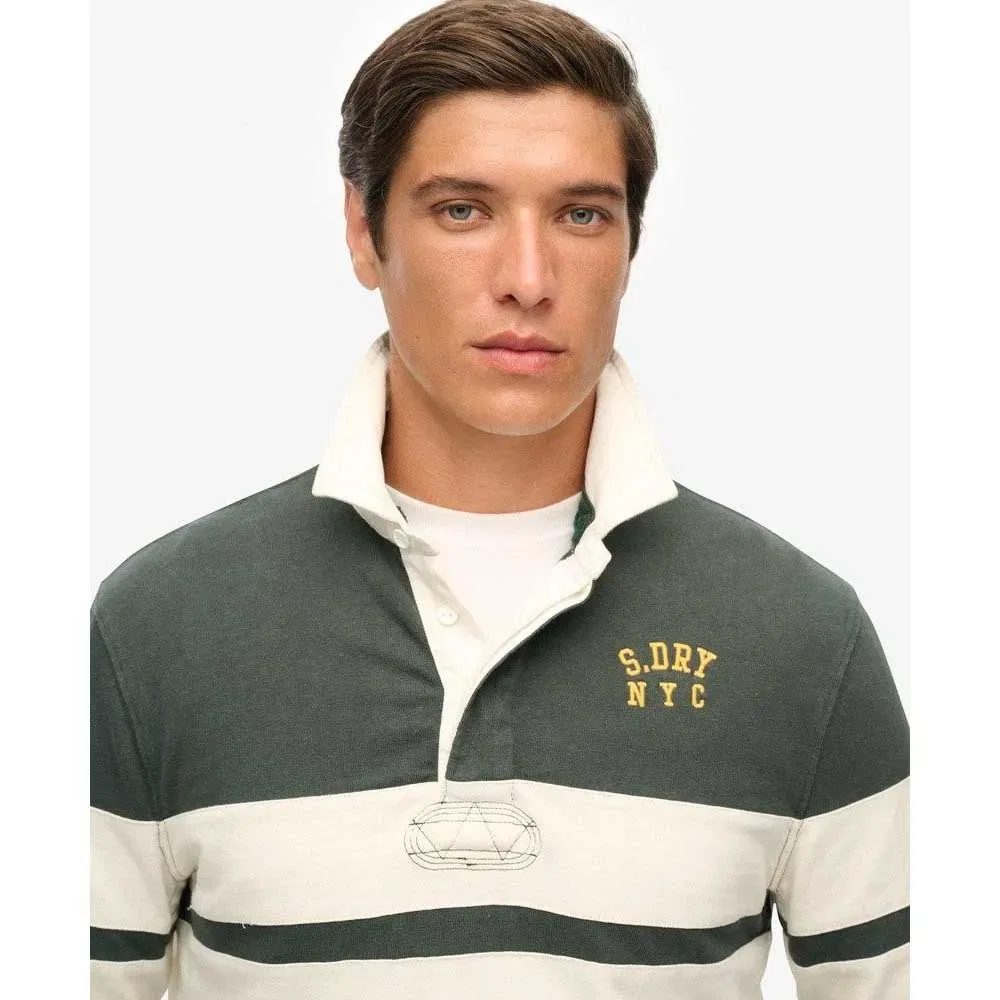 Футболка с длинным рукавом Vintage Athletic Stripe Rugby Superdry, зеленый — фото 3