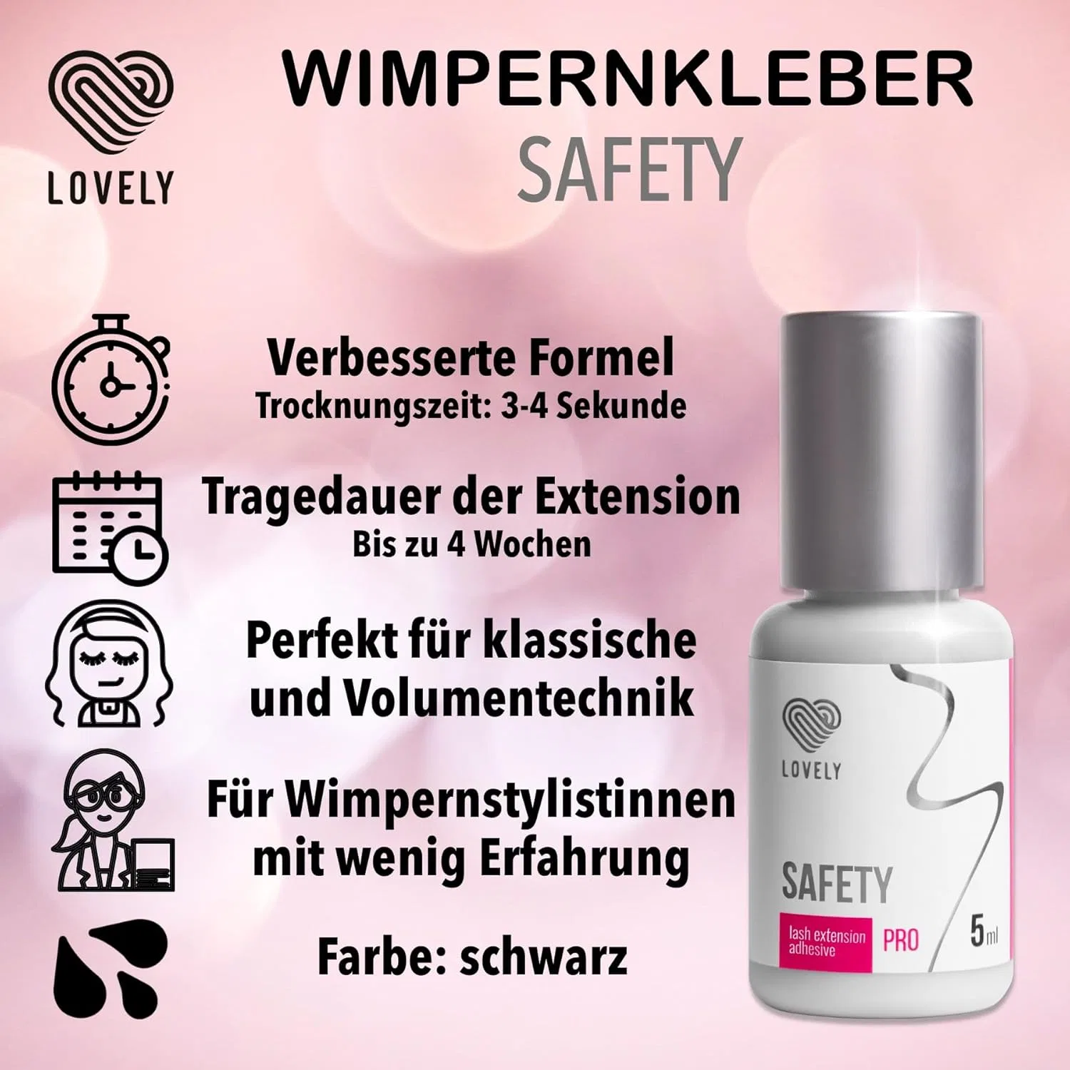 Клей для ресниц Safety, LOVELY, 5 мл, Black — фото 3