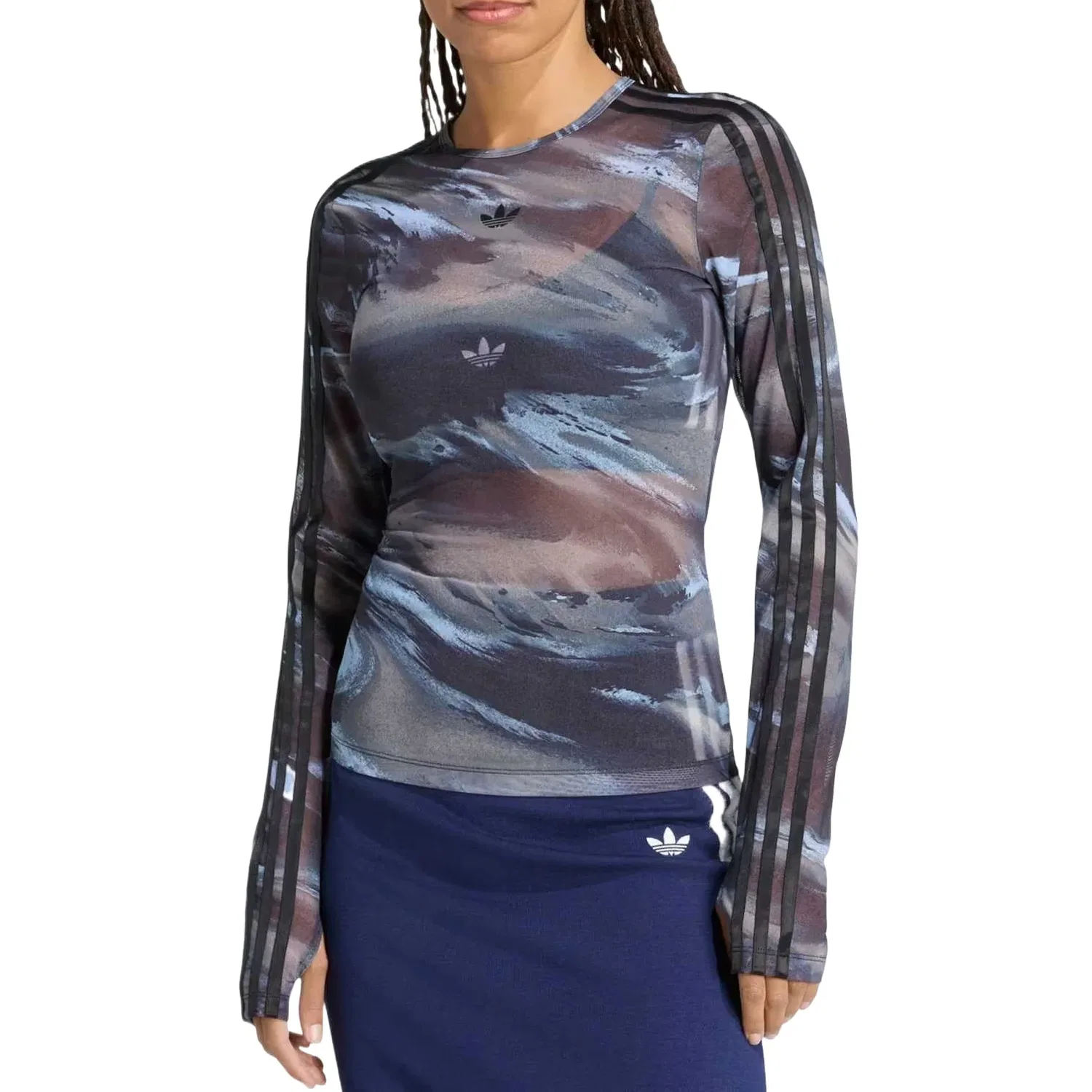 Женская футболка Graphic Mesh T-Shirt Asia SIzing 'Olive Strata Aurora Coffee Crystal Sky' adidas, Olive Strata/Aurora Coffee/Crystal Sky — фото 3