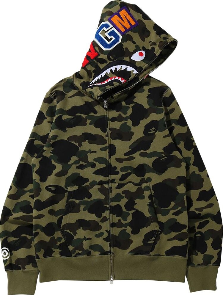 

Худи BAPE 1st Camo Shark Full Zip Hoodie 'Green', зеленый