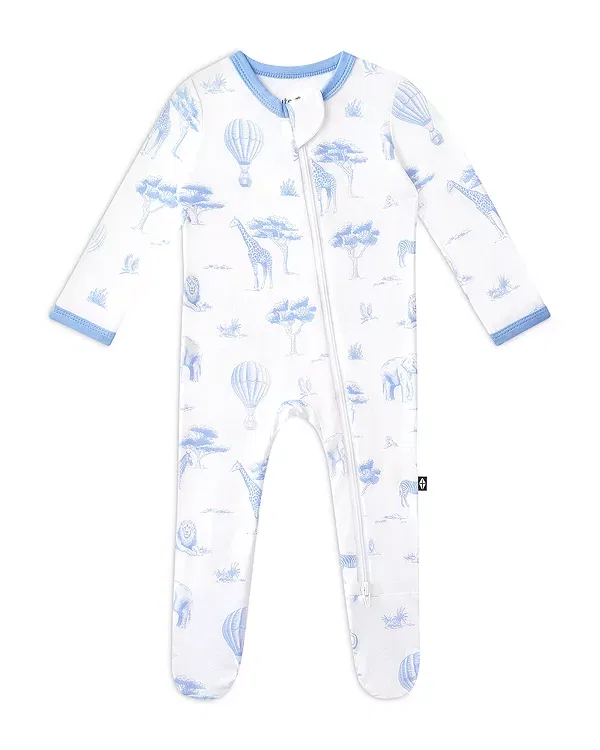 Детский комбинезон на молнии с принтом Unisex zippered footie - baby Kyte Baby, Toile Safari